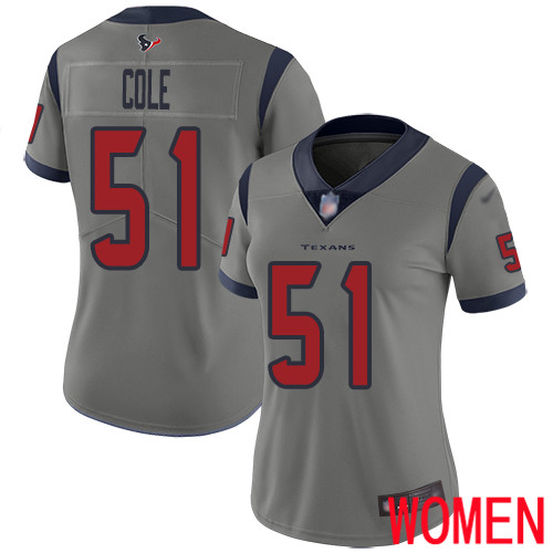Houston Texans Limited Gray Women Dylan Cole Jersey NFL Football #51 Inverted Legend